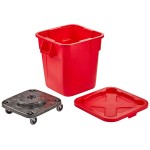 Rubbermaid® BRUTE 28 Gallon Red Square Trash Can with Lid and Dolly