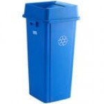 Lavex 23 Gallon Gray Square Trash Can with Drop Shot Lid