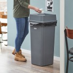 Lavex 23 Gallon Gray Square Trash Can with Drop Shot Lid