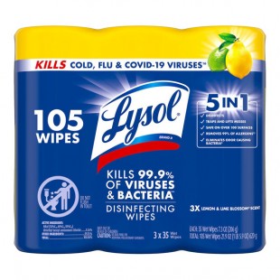 Lysol 35-Count Lemon and Lime Blossom Scent Disinfecting Wipes RAC82159CT - 12/Case