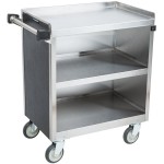 Lakeside 822B 3 Shelf Heavy Duty Stainless Steel Utility Cart with Enclosed Base and Black Finish - 19 1/2 Lakeside 822B 3 Shelf Heavy Duty Stainless Steel Utility Cart with Enclosed Base and Black Finish - 19 1/2