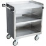Lakeside 822B 3 Shelf Heavy Duty Stainless Steel Utility Cart with Enclosed Base and Black Finish - 19 1/2 Lakeside 822B 3 Shelf Heavy Duty Stainless Steel Utility Cart with Enclosed Base and Black Finish - 19 1/2