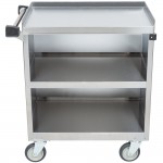 Lakeside 822B 3 Shelf Heavy Duty Stainless Steel Utility Cart with Enclosed Base and Black Finish - 19 1/2 Lakeside 822B 3 Shelf Heavy Duty Stainless Steel Utility Cart with Enclosed Base and Black Finish - 19 1/2