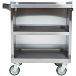 Lakeside 822B 3 Shelf Heavy Duty Stainless Steel Utility Cart with Enclosed Base and Black Finish - 19 1/2 Lakeside 822B 3 Shelf Heavy Duty Stainless Steel Utility Cart with Enclosed Base and Black Finish - 19 1/2