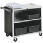 Lakeside 822B 3 Shelf Heavy Duty Stainless Steel Utility Cart with Enclosed Base and Black Finish - 19 1/2 Lakeside 822B 3 Shelf Heavy Duty Stainless Steel Utility Cart with Enclosed Base and Black Finish - 19 1/2