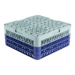 Noble Warewashing 25-Compartment Gray Full-Size Glass Rack with 3 Blue Extenders Noble Warewashing 25-Compartment Gray Full-Size Glass Rack with 3 Blue Extenders