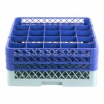 Noble Warewashing 25-Compartment Gray Full-Size Glass Rack with 3 Blue Extenders Noble Warewashing 25-Compartment Gray Full-Size Glass Rack with 3 Blue Extenders