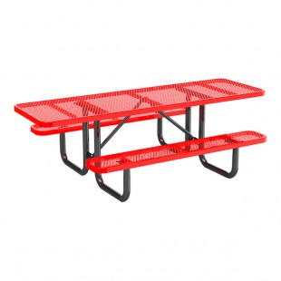 Lifeyard 8' Red Expanded Metal ADA Picnic Table