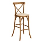 Lancaster Table & Seating Vineyard Barrel Brown Wood Cross Back Bar Stool with 1 Lancaster Table & Seating Vineyard Barrel Brown Wood Cross Back Bar Stool with 1