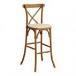 Lancaster Table & Seating Vineyard Barrel Brown Wood Cross Back Bar Stool with 1 Lancaster Table & Seating Vineyard Barrel Brown Wood Cross Back Bar Stool with 1