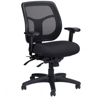 Eurotech Seating MFT945SL-5806 Apollo Black Fabric / Mesh Multi-Function Mid Back Swivel Office Chair with Seat Slider