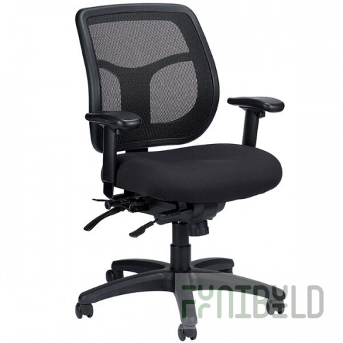 Eurotech Seating MFT945SL-5806 Apollo Black Fabric / Mesh Multi-Function Mid Back Swivel Office Chair with Seat Slider