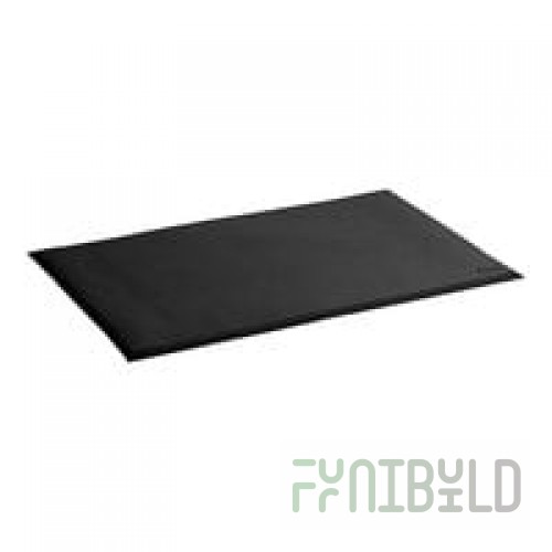 Lavex 3' x 5' Heavy-Duty Black Grease-Resistant Anti-Fatigue Closed-Cell Nitrile Rubber Floor Mat - 3/4