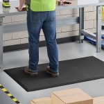 Lavex 3' x 5' Heavy-Duty Black Grease-Resistant Anti-Fatigue Closed-Cell Nitrile Rubber Floor Mat - 3/4