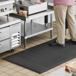 Lavex 3' x 5' Heavy-Duty Black Grease-Resistant Anti-Fatigue Closed-Cell Nitrile Rubber Floor Mat - 3/4