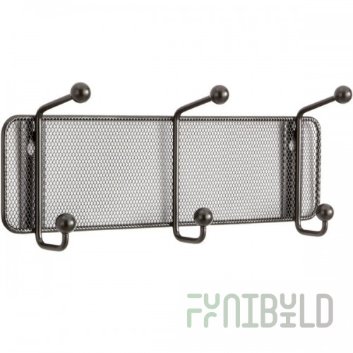 Safco 6402BL Onyx Steel Mesh Three-Peg Coat Hook / Wall Rack