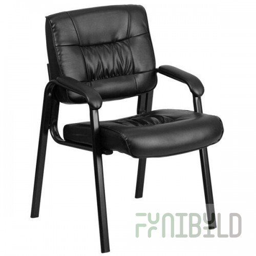 Flash Furniture BT-1404-GG Black Leather Executive Side Chair with Black Frame Finish
