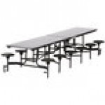 National Public Seating MTS10-PWTMCR 10' Rectangular Mobile Plywood Cafeteria Table with Chrome Frame, T-Molding Edge, and 12 Stools National Public Seating MTS10-PWTMCR 10' Rectangular Mobile Plywood Cafeteria Table with Chrome Frame, T-Molding Edge, and 12 Stools