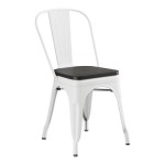 Lancaster Table & Seating Alloy Pearl White Indoor Cafe Chair with Black Wood Seat Lancaster Table & Seating Alloy Pearl White Indoor Cafe Chair with Black Wood Seat