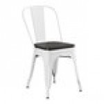 Lancaster Table & Seating Alloy Pearl White Indoor Cafe Chair with Black Wood Seat Lancaster Table & Seating Alloy Pearl White Indoor Cafe Chair with Black Wood Seat