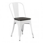 Lancaster Table & Seating Alloy Pearl White Indoor Cafe Chair with Black Wood Seat Lancaster Table & Seating Alloy Pearl White Indoor Cafe Chair with Black Wood Seat