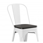 Lancaster Table & Seating Alloy Pearl White Indoor Cafe Chair with Black Wood Seat Lancaster Table & Seating Alloy Pearl White Indoor Cafe Chair with Black Wood Seat