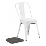 Lancaster Table & Seating Alloy Pearl White Indoor Cafe Chair with Black Wood Seat Lancaster Table & Seating Alloy Pearl White Indoor Cafe Chair with Black Wood Seat