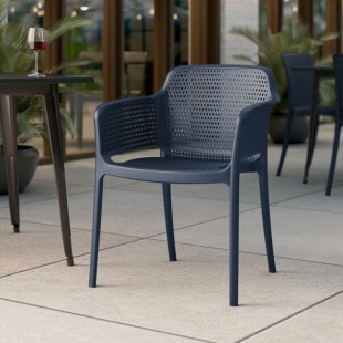Lancaster Table & Seating Rio Sea Blue Resin Arm Chair Lancaster Table & Seating Rio Sea Blue Resin Arm Chair
