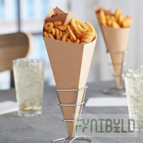 Carnival King 20 oz. Kraft Square Cardboard Fry Cone - 500/Case