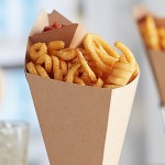 Carnival King 20 oz. Kraft Square Cardboard Fry Cone - 500/Case Carnival King 20 oz. Kraft Square Cardboard Fry Cone - 500/Case