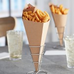 Carnival King 20 oz. Kraft Square Cardboard Fry Cone - 500/Case Carnival King 20 oz. Kraft Square Cardboard Fry Cone - 500/Case
