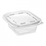 Inline Plastics Safe-T-Fresh 17.9 oz. Tamper-Resistant, Tamper-Evident Square Hinged 4-Compartment Deep Snack Container - 252/Case