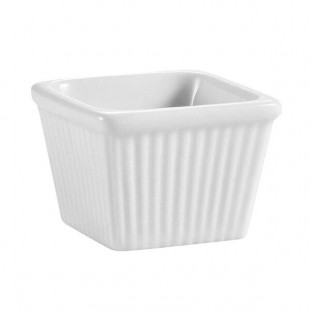 CAC RKF-SQ6 6 oz. White China Square Fluted Ramekin - 36/Case CAC RKF-SQ6 6 oz. White China Square Fluted Ramekin - 36/Case
