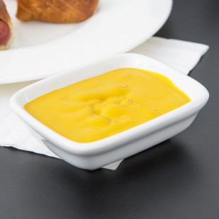 Tuxton BWZ-040B Healthcare 4 oz. Bright White Rectangle China Sauce Dish - 24/Case