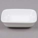 Tuxton BWZ-040B Healthcare 4 oz. Bright White Rectangle China Sauce Dish - 24/Case