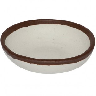 GET B-55-CRM Pottery Market 4.5 oz. Glazed Cream Melamine Ramekin with Brown Trim - 48/Case