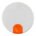 TableCraft 12671 Black Plastic Lid with Orange / Decaf Thumb Press for 17 oz. Coffee Carafe