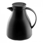 TableCraft 12671 Black Plastic Lid with Orange / Decaf Thumb Press for 17 oz. Coffee Carafe