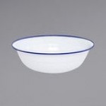 Crow Canyon Home V25BLA Vintage 8 Qt. White Round Enamelware Footed Basin with Black Rolled Rim