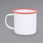 Crow Canyon Home V25BLA Vintage 8 Qt. White Round Enamelware Footed Basin with Black Rolled Rim