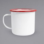 Crow Canyon Home V25BLA Vintage 8 Qt. White Round Enamelware Footed Basin with Black Rolled Rim