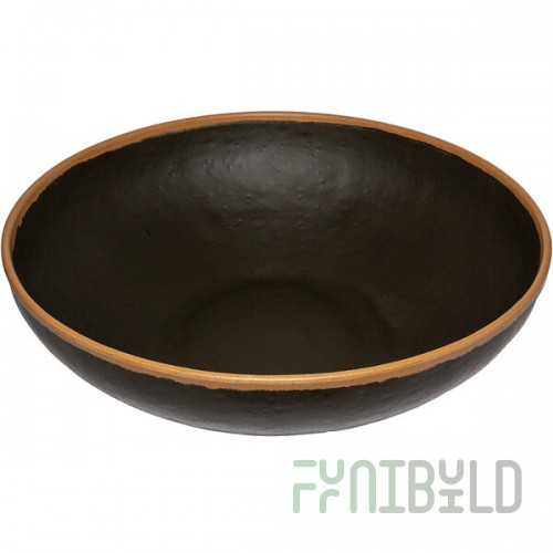 GET B-350-BR Pottery Market 10 Qt. Glazed Brown Melamine Bowl with Clay Trim - 3/Case