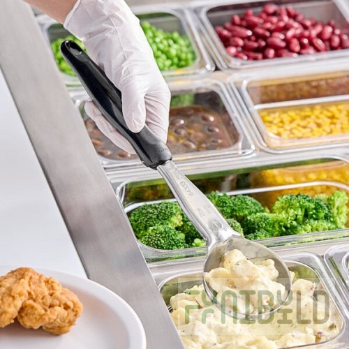 Vollrath 6433320 Jacob's Pride® 3 oz. Black Solid Round Spoodle® Portion Spoon