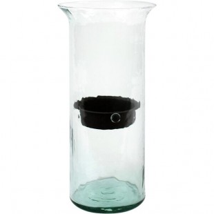 Kalalou Large Glass Cylindrical Hurricane Candle Holder with Rustic Metal Insert Kalalou Large Glass Cylindrical Hurricane Candle Holder with Rustic Metal Insert