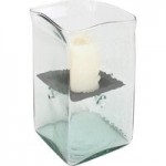 Kalalou Large Glass Cylindrical Hurricane Candle Holder with Rustic Metal Insert Kalalou Large Glass Cylindrical Hurricane Candle Holder with Rustic Metal Insert