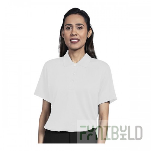 Uncommon Chef 51TJ01-R Women's Customizable White Short Sleeve Moisture Wicking Polo Shirt - Polyester - 2X