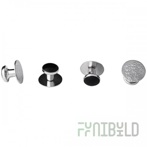 Henry Segal Silver Metal Shirt Studs with Black Stone Finish - 4/Pack