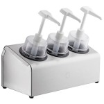 Steril-Sil 30 oz. 3-Compartment Stainless Steel Condiment Dispenser Kit with Black Cylinders and Dome Top Pump Lids Steril-Sil 30 oz. 3-Compartment Stainless Steel Condiment Dispenser Kit with Black Cylinders and Dome Top Pump Lids