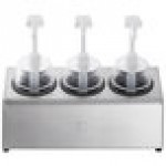 Steril-Sil 30 oz. 3-Compartment Stainless Steel Condiment Dispenser Kit with Black Cylinders and Dome Top Pump Lids Steril-Sil 30 oz. 3-Compartment Stainless Steel Condiment Dispenser Kit with Black Cylinders and Dome Top Pump Lids