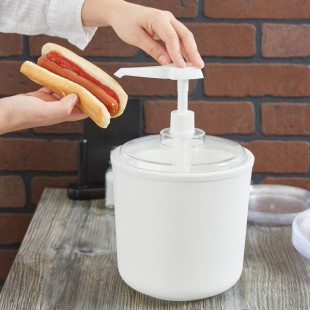 Carlisle Coldmaster Coldcrock 2 Qt. White Insulated Condiment Pump Dispenser Kit Carlisle Coldmaster Coldcrock 2 Qt. White Insulated Condiment Pump Dispenser Kit